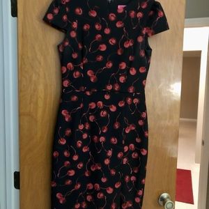 COPY - Black with red cherries midi dress
